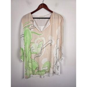 Elisa Cavaletti Daniela Dallavalle Italian Silky Tunic Top Green Medium IT 44